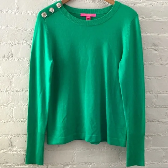 Lily Pulitzer Morgen Sweater Kelly Green Top Size Small Feminine Coquette - Picture 2 of 9